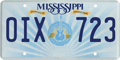 MS license plate OIX723