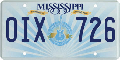 MS license plate OIX726