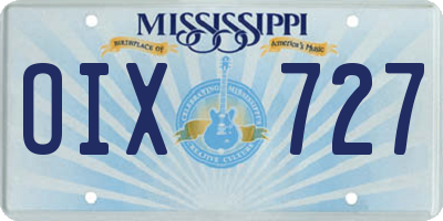 MS license plate OIX727
