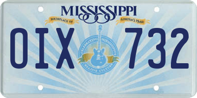 MS license plate OIX732