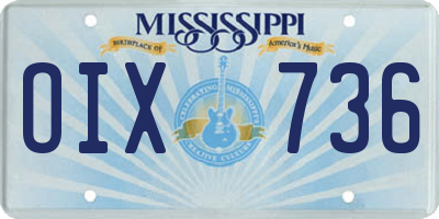MS license plate OIX736