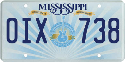 MS license plate OIX738