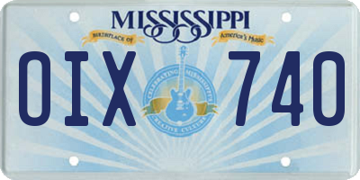 MS license plate OIX740