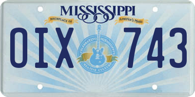 MS license plate OIX743