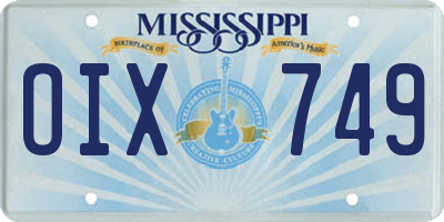 MS license plate OIX749