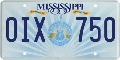 MS license plate OIX750