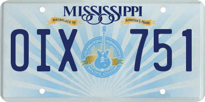 MS license plate OIX751