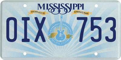 MS license plate OIX753