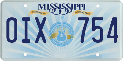 MS license plate OIX754