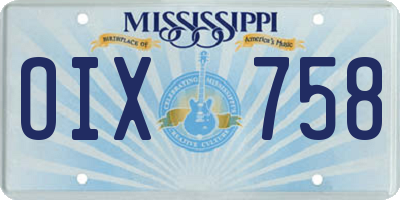 MS license plate OIX758