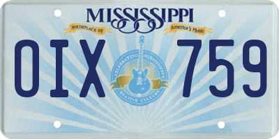MS license plate OIX759