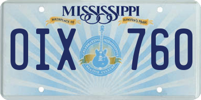 MS license plate OIX760