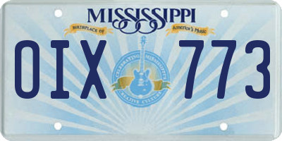MS license plate OIX773