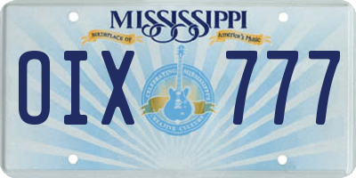 MS license plate OIX777
