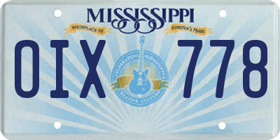 MS license plate OIX778