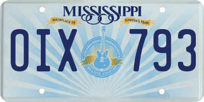 MS license plate OIX793