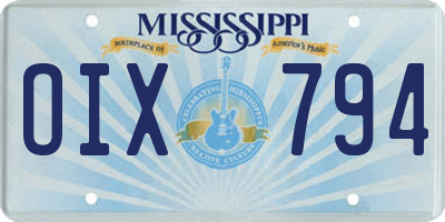 MS license plate OIX794