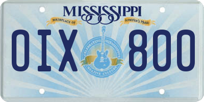 MS license plate OIX800
