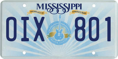 MS license plate OIX801