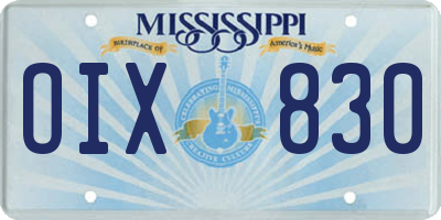 MS license plate OIX830