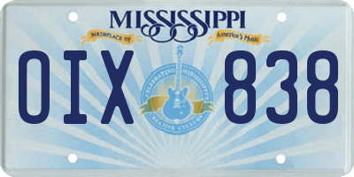 MS license plate OIX838