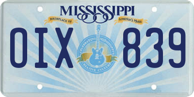 MS license plate OIX839