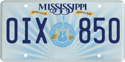 MS license plate OIX850