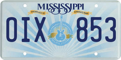 MS license plate OIX853