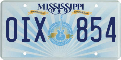 MS license plate OIX854