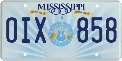 MS license plate OIX858