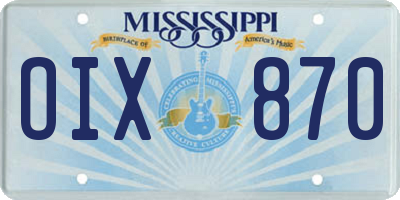 MS license plate OIX870