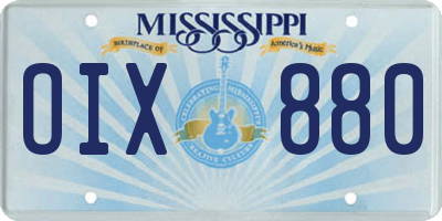 MS license plate OIX880