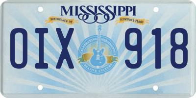 MS license plate OIX918