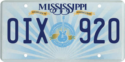 MS license plate OIX920