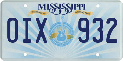 MS license plate OIX932