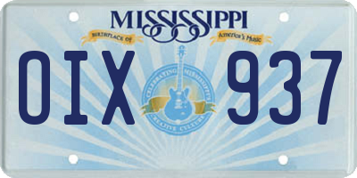 MS license plate OIX937