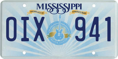 MS license plate OIX941