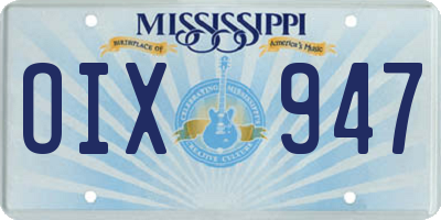 MS license plate OIX947