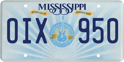 MS license plate OIX950