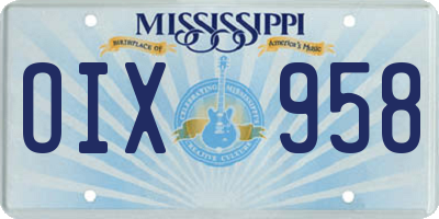 MS license plate OIX958