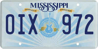 MS license plate OIX972