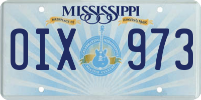MS license plate OIX973