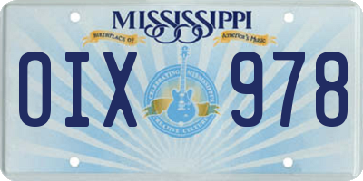 MS license plate OIX978