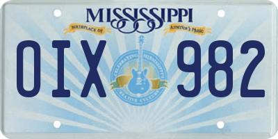 MS license plate OIX982