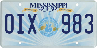 MS license plate OIX983