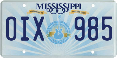 MS license plate OIX985