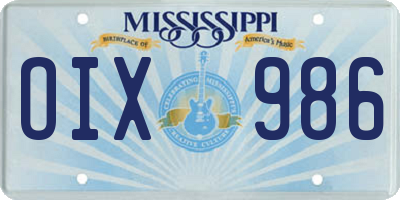 MS license plate OIX986