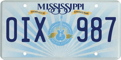MS license plate OIX987
