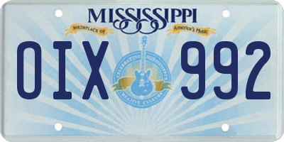 MS license plate OIX992