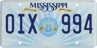 MS license plate OIX994